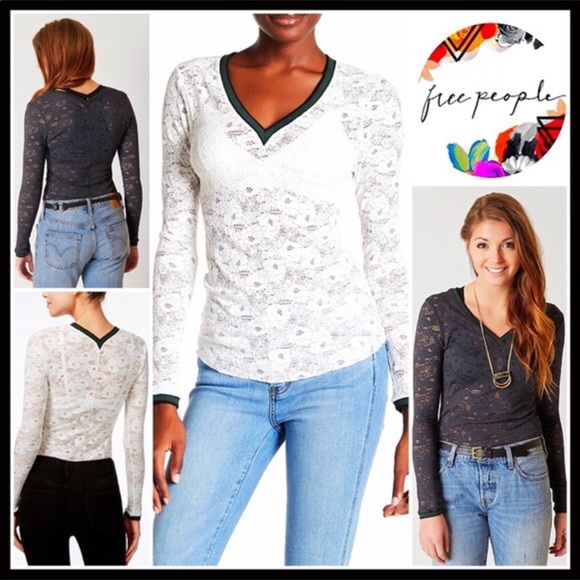 FREE PEOPLE BOHO WHITE LACE V-NECK CAMI TOP A3C - Picture 8 of 8